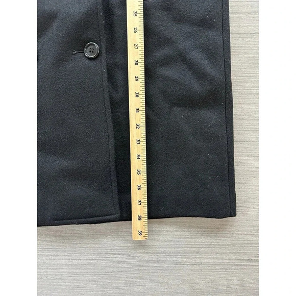 Vintage David Benjamin Collection 100% Wool Peacoat Trench Mob Wife Black 10 - Picture 7 of 8